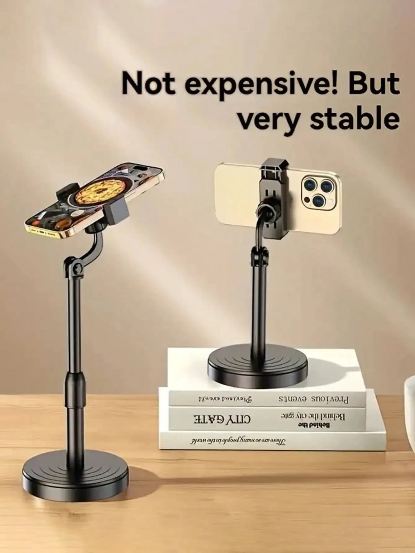 Supporto per smartphone in ABS multiangolo con altezza regolabile - Base treppiede impermeabile, fissaggio stabile compatibile con iPhone/Android, Vi