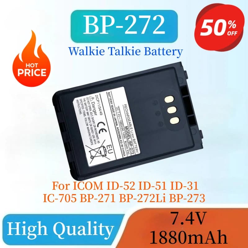 Nuova Batteria per Walkie-talkie BP-272 7.4V 1880mAh 14Wh per ICOM ID-52 ID-51 ID-31 IC-705 BP-271 BP-272Li BP-273 Batteria agli Ioni di Litio