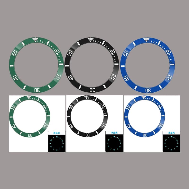 Blue Luminous Envelope 38mm * 30.7mm GMT Ceramic Bezel and Underwater Watch Insert For 40mm Men's Watch Replacement Watch Bezel Inserts