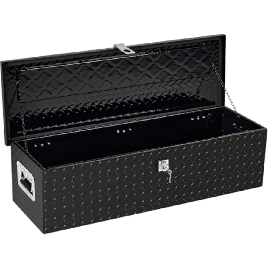 Aluminum Square Tool Box Reinforced by 39 Inches with Diamond Finish for Cassone Pickup, Camper, Trailer, with Side Handle and Safety Closure