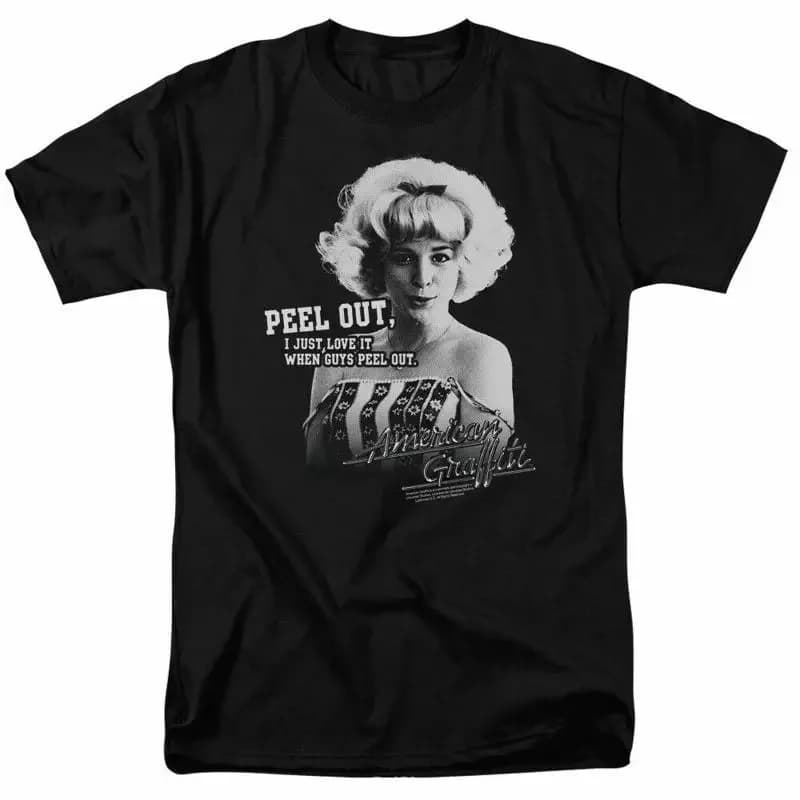 American Graffiti Peel Out T Shirt Mens Licensed Classic Movie Debbie Black