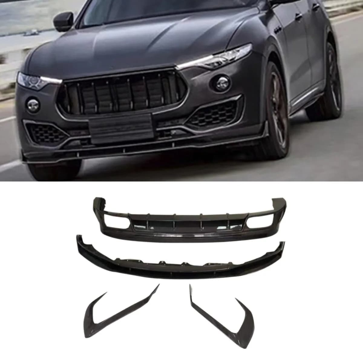 Car Front Bumper Lip Side Skirt Rear Trunk Spoiler Diffuser Splitter Body Kit For Maserati Levante PK 2016-2022 Car Accessories