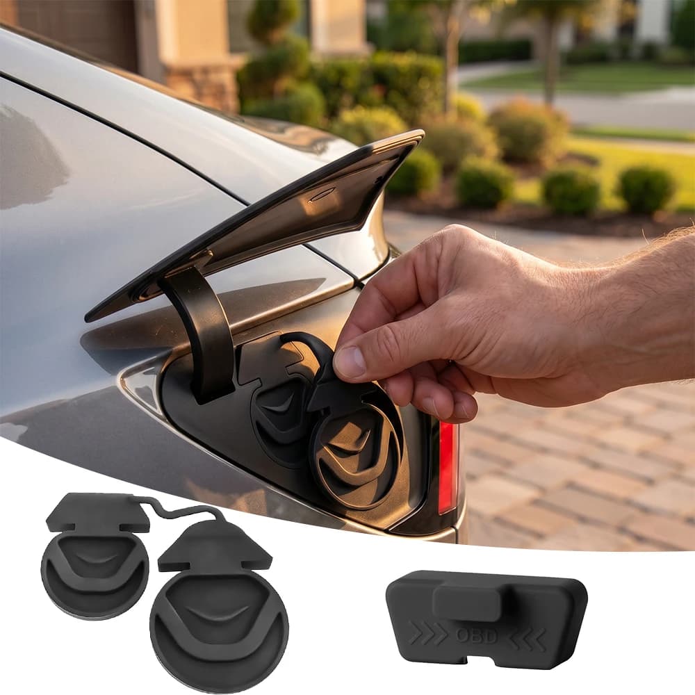 For Tesla Model 3 Highland Model Y Juniper Model Y/3 YL Silicone Car Charging Pord Plug Cover OBD Port Lock Cover Protector Case