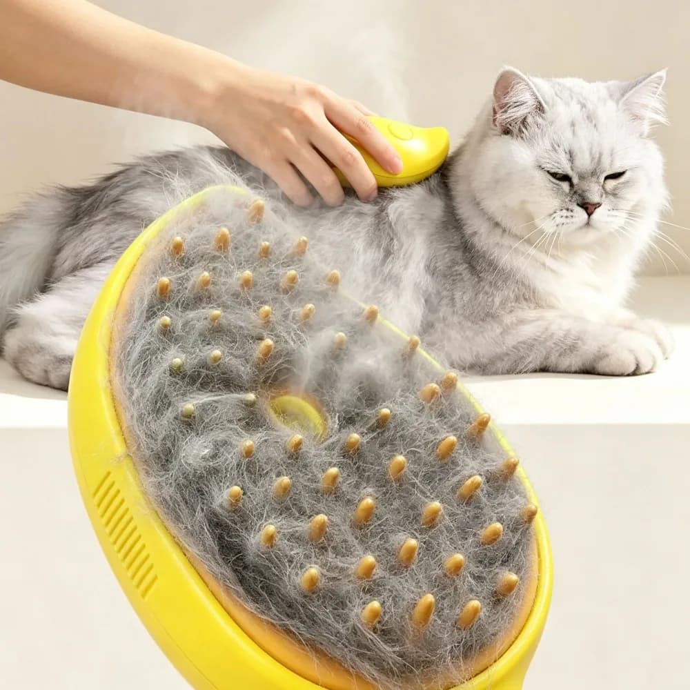 Electric 3‑in‑1 Pet Grooming Brush Steam Spray Comb for Dogs Cats Shedding Hair Removal Massage Care Tool