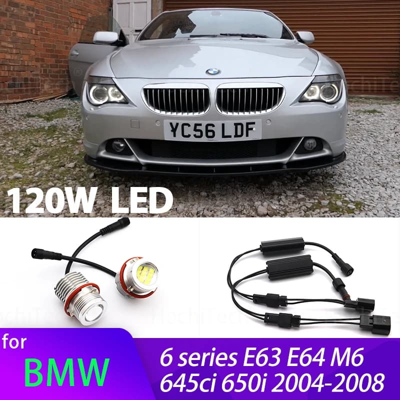 120w White Angle Eyes LED Marker Light Ring faro lampadina per BMW serie 6 E63 E64 M6 645ci 650i 2004-2008