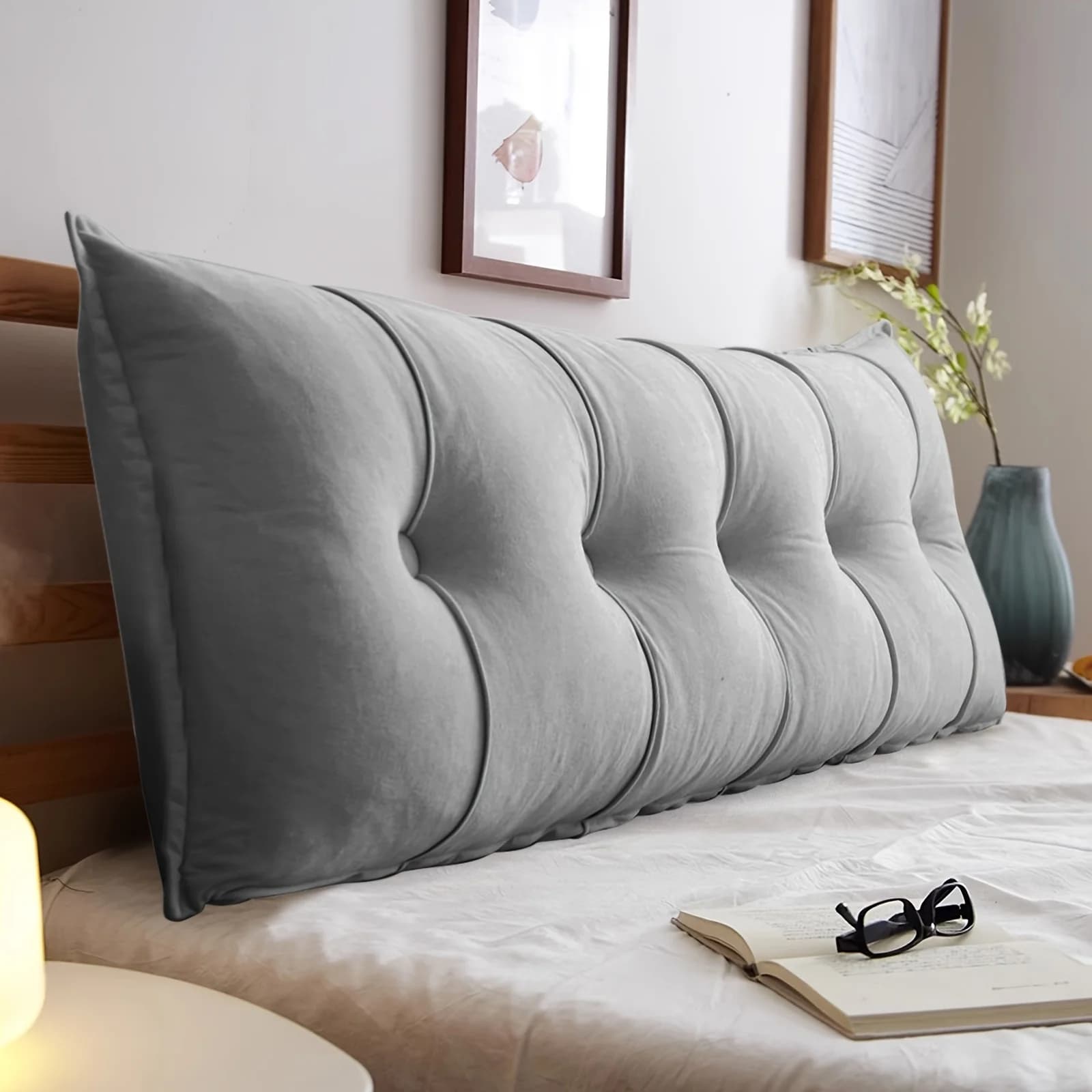 Cuscino a cuneo grande per testiere letto, cuscini in ciniglia per divano letto con fodere rimovibili, cuscini eleganti per supporto lombare per divani