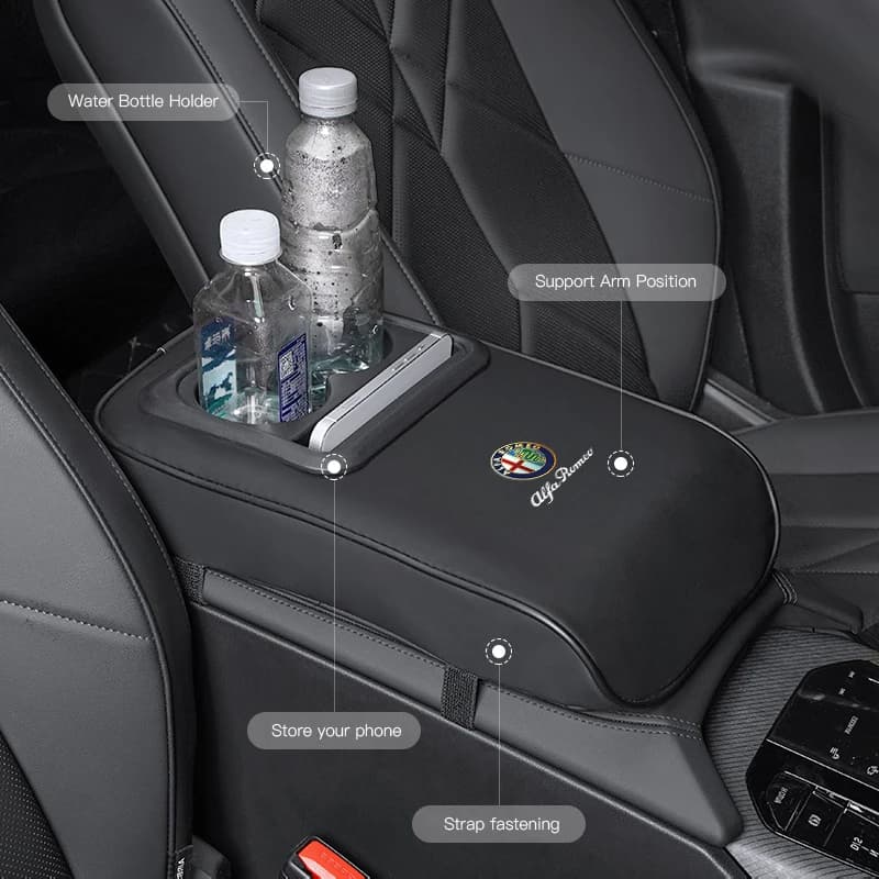 2026 Adesivo Caldo Cuscino Bracciolo Auto Per Alfa Romeo 4C 159 166 Giulia Giulietta 156 Portabicchieri PU Pad In Pelle Auto Amrest Cuscino