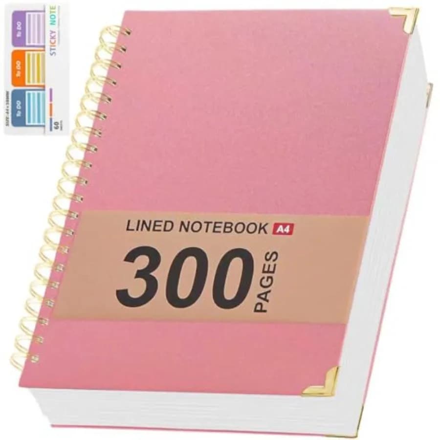 Lined Spiral Notebooks for Work, 300 Pages Leather 8.5 * 11 College Ruled journals for Writing, Hardcover Notebooks for Note Ta