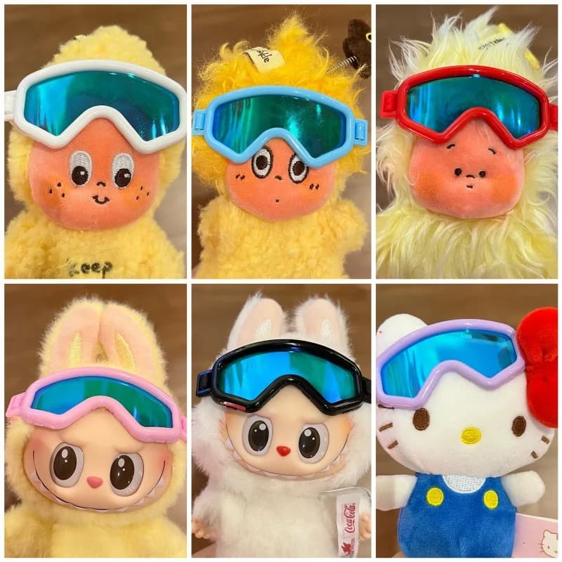 Occhiali da sole da sci Labubu V1v2v3 da 17 cm Accessori di abbigliamento di moda Occhiali da sole per bambole Kpop Occhiali da sub Labubu