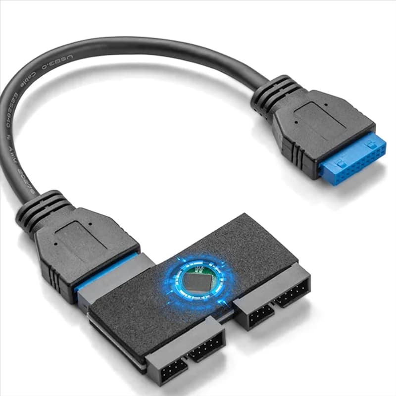-FDDT HUB USB 3.0 da 19 pin da 1 a 2 con chip e cavo modulare Design USB HUB da 19 pin Scheda madre Cavo di prolunga dati USB 3.0 da 19 pin