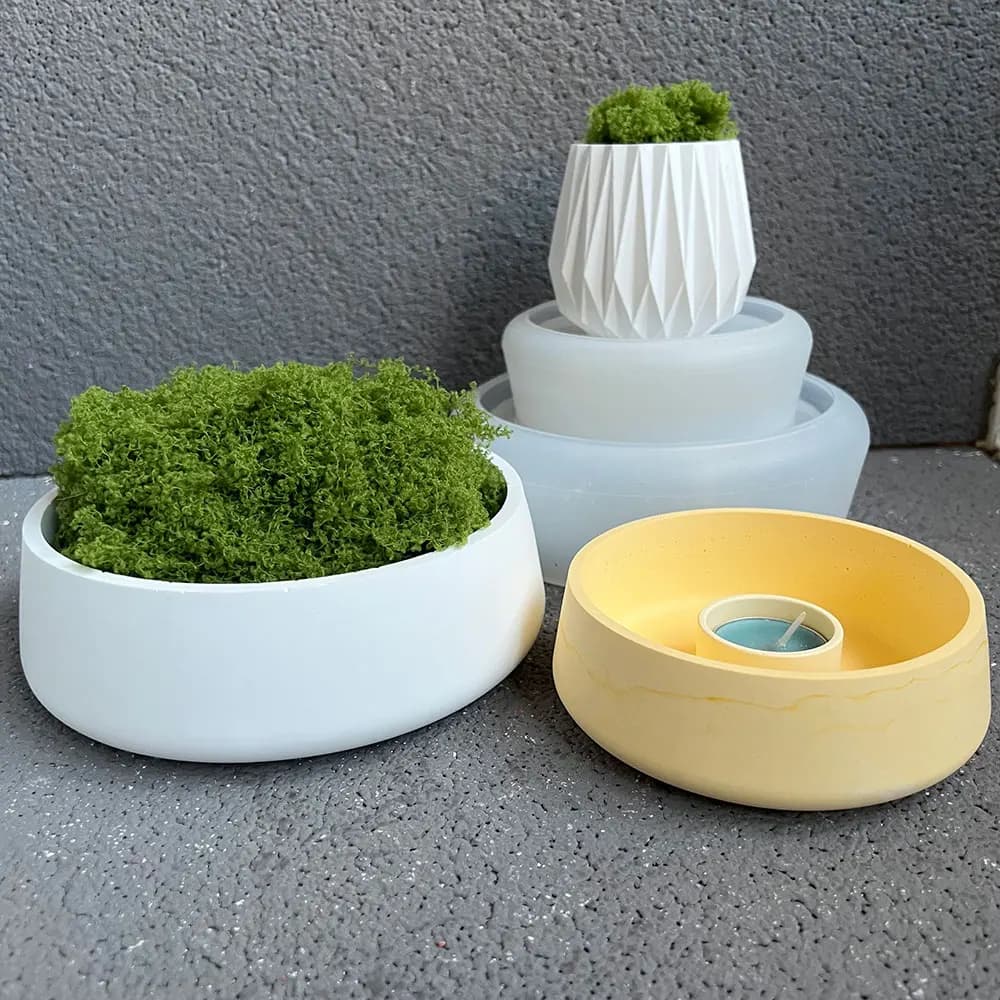 Ciotola di cemento Stampo in silicone Vaso di fiori fai da te Contenitore in vaso Candela di cemento a strisce Tazza Fioriere in terrazzo Stampo in resina di gesso