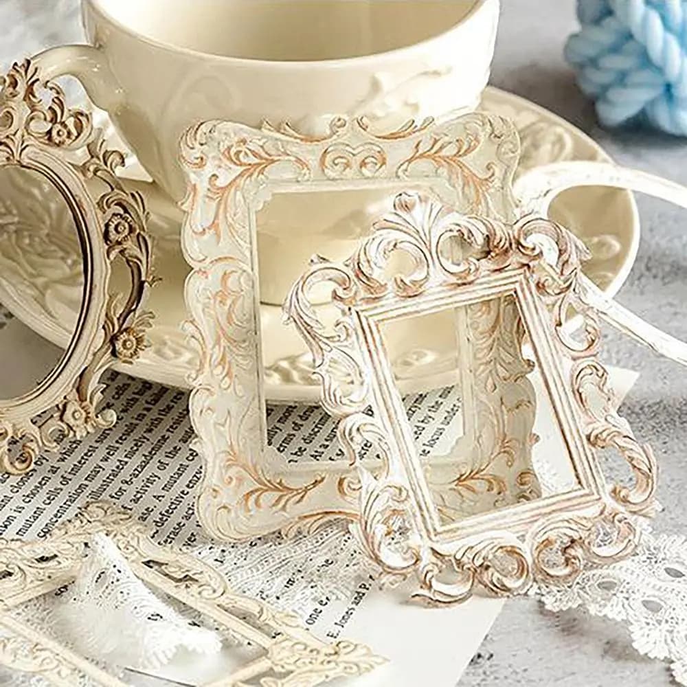 A Set 4Themes Lace Frames Scrapbook Paper Vintage Style Embossed Texture Vintage Hollow Embossed Materials Relievo