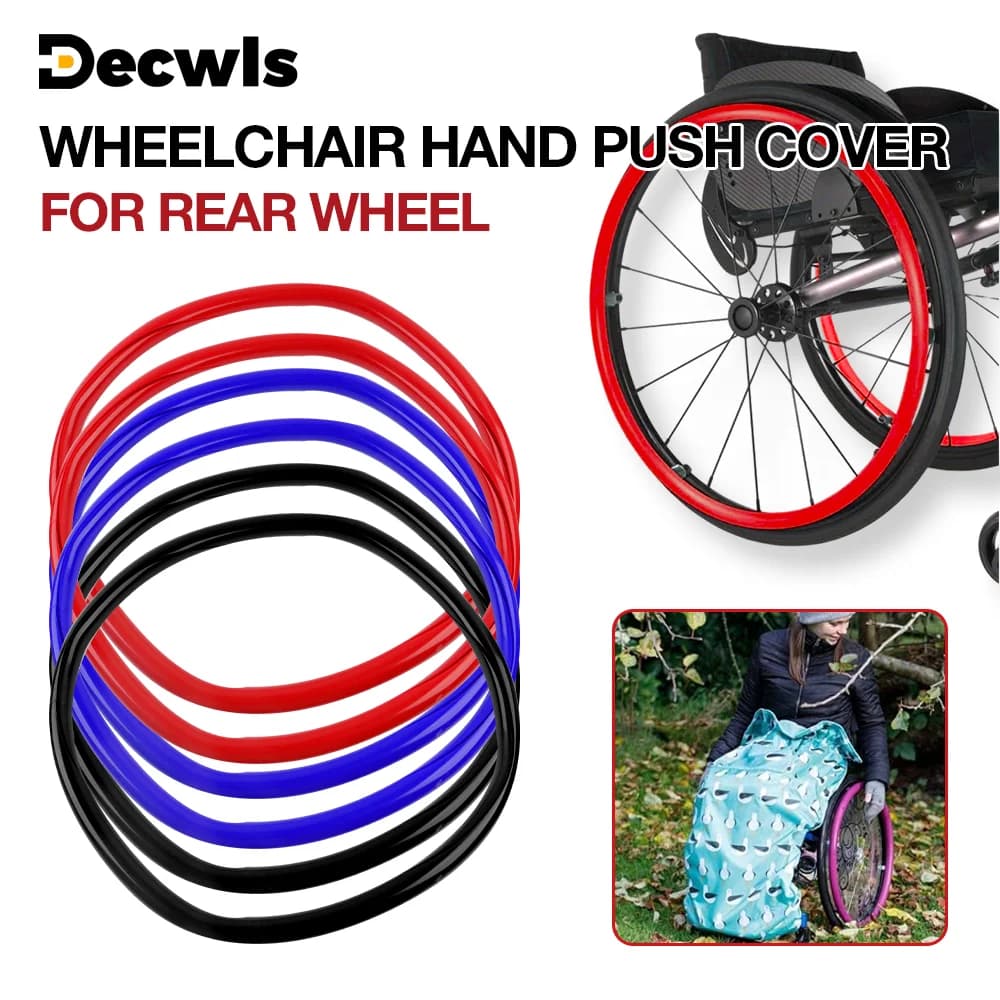 24 Inch Wheelchair Anti-slip Cover, wear-resistant silicone cover for pushing the hand, multicolored fly bearings, wheelchair accessories