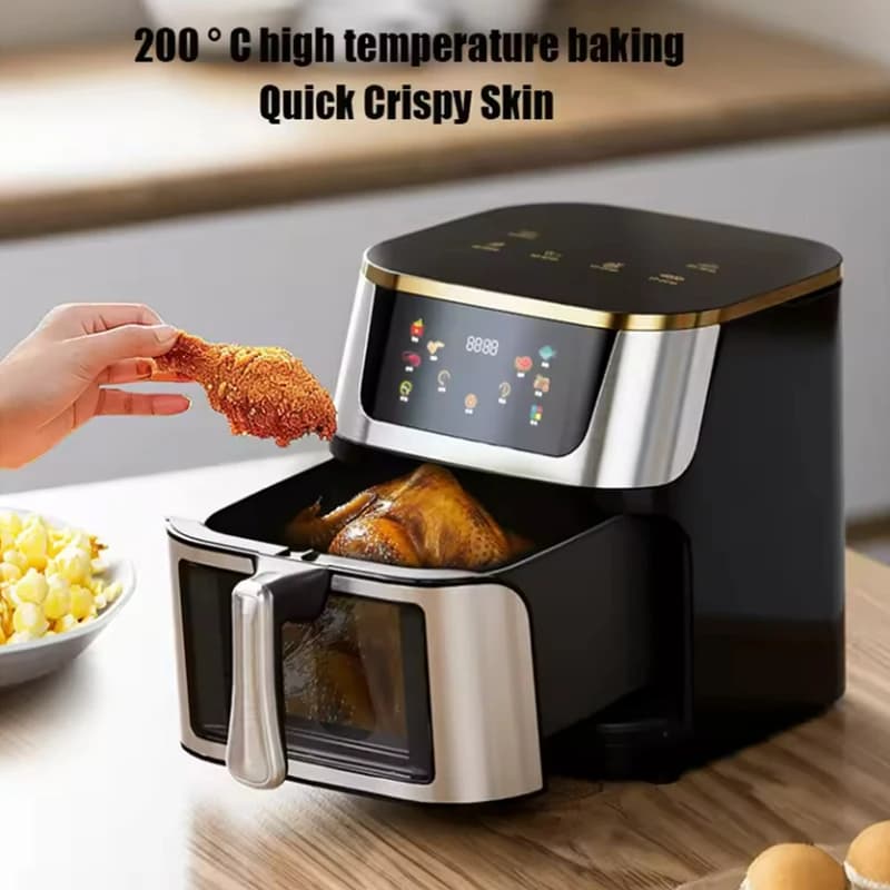 10 Liter Home Electric Air Fryer With Visual Window Stainless Steel Multifunction Home Air Fryer For High Power surround cooking