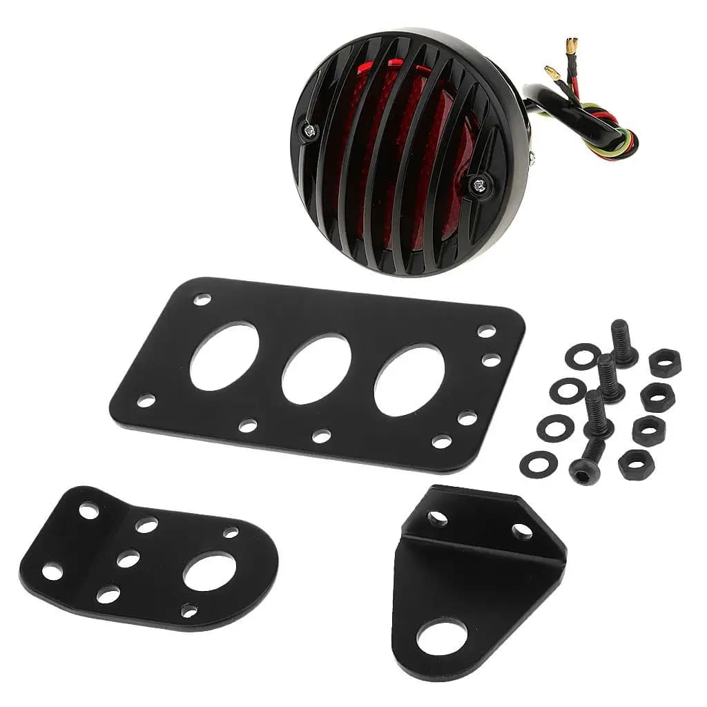 Supporto per Targa Posteriore in Alluminio Nero con Luce LED, Compatibile con Moto Sportive
