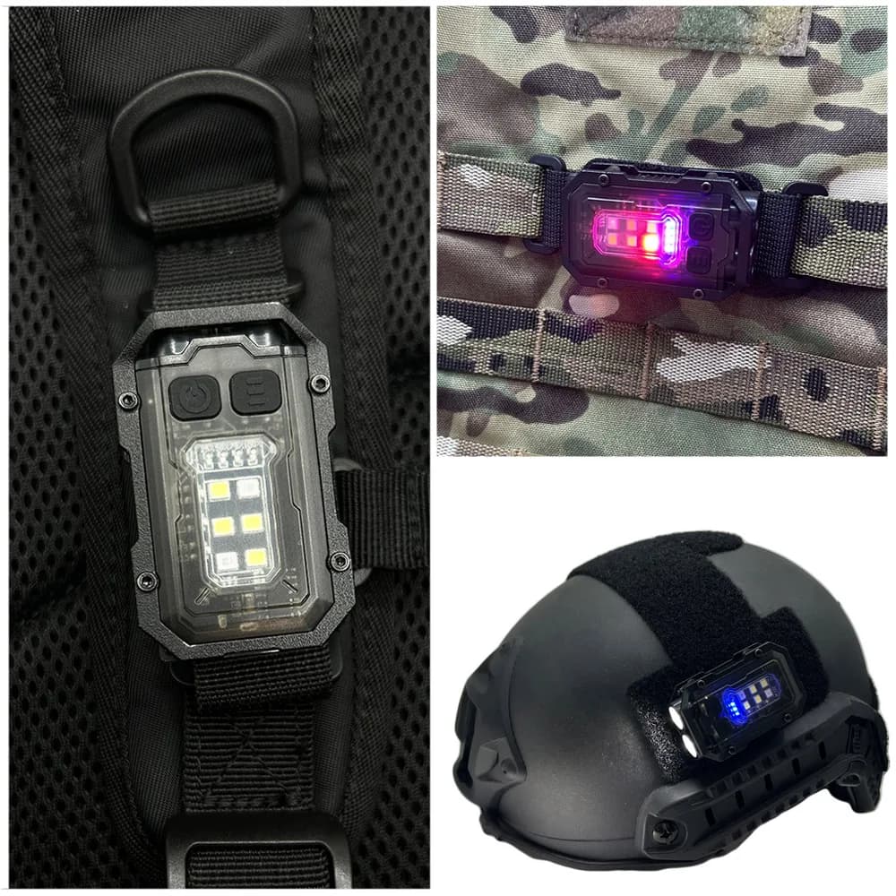Torcia tattica portatile Strumento EDC Mini luce esterna LED Sopravvivenza Luce di segnalazione di sicurezza per cinturino zaino Gilet Molle Casco