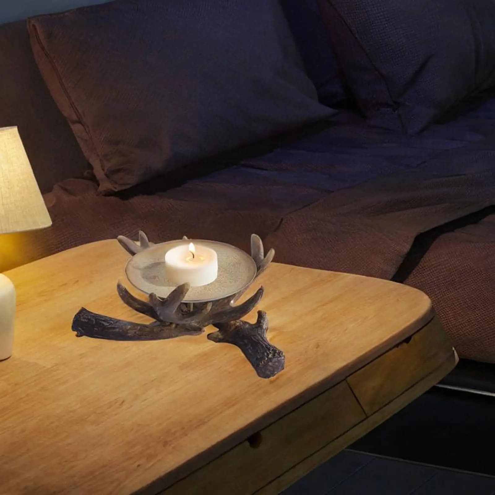 Portacandele a Forma di Corno di Cervo, Figurina Decorativa per Casa, Bar, Soggiorno