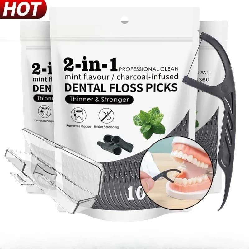 30-500pc Value Pack Mint Bamboo Charcoal Dental Floss Sticks Daily Oral Care for the Whole Family Keep Breath Fresh All Day Long