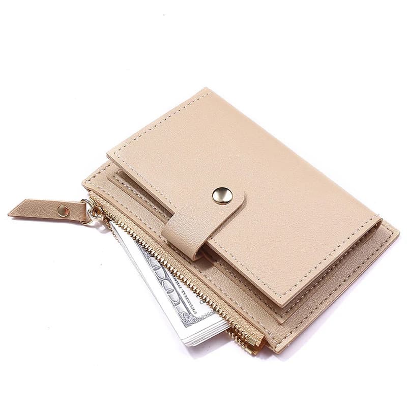 Portafoglio da donna Porta carte di credito semplici Portafogli sottili in pelle PU per donna Tasca portamonete con cerniera Borsa porta soldi sottile da donna