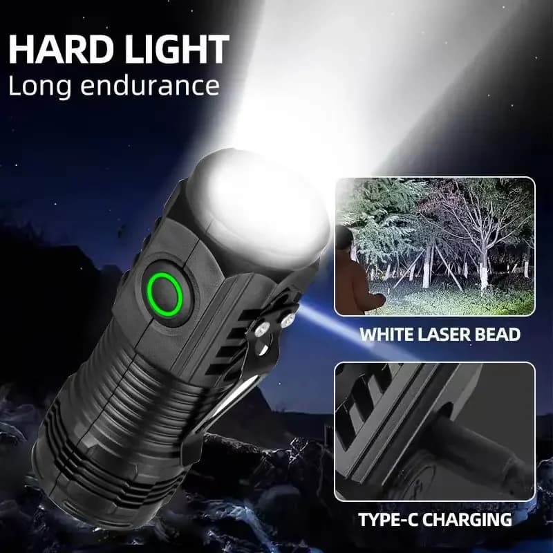 New ultra powerful flashlight 3 core LED Mini EDC tactical flashlight USB rechargeable camping outdoor fishing LED lamp with clip for hat