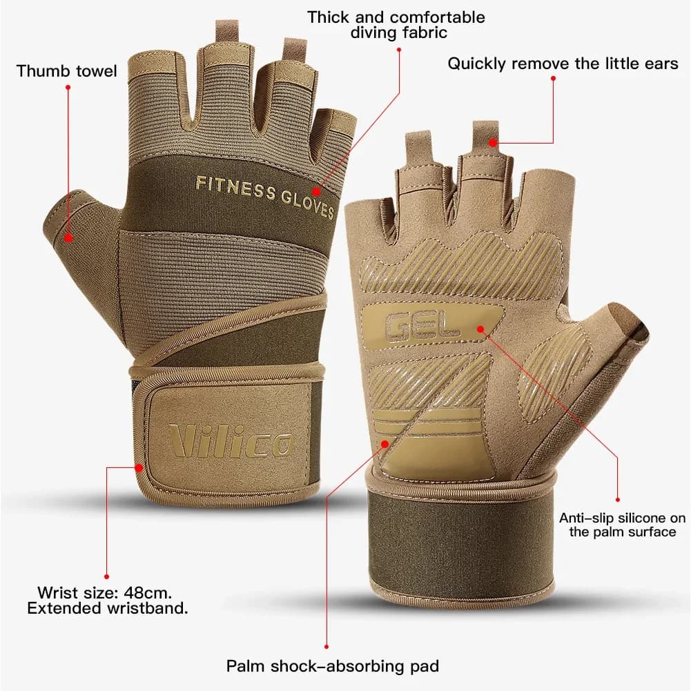 1 pair of weight lifting cycling gloves, breathable fitness gloves, bodybuilding, dumbbell workout, gym, sports training