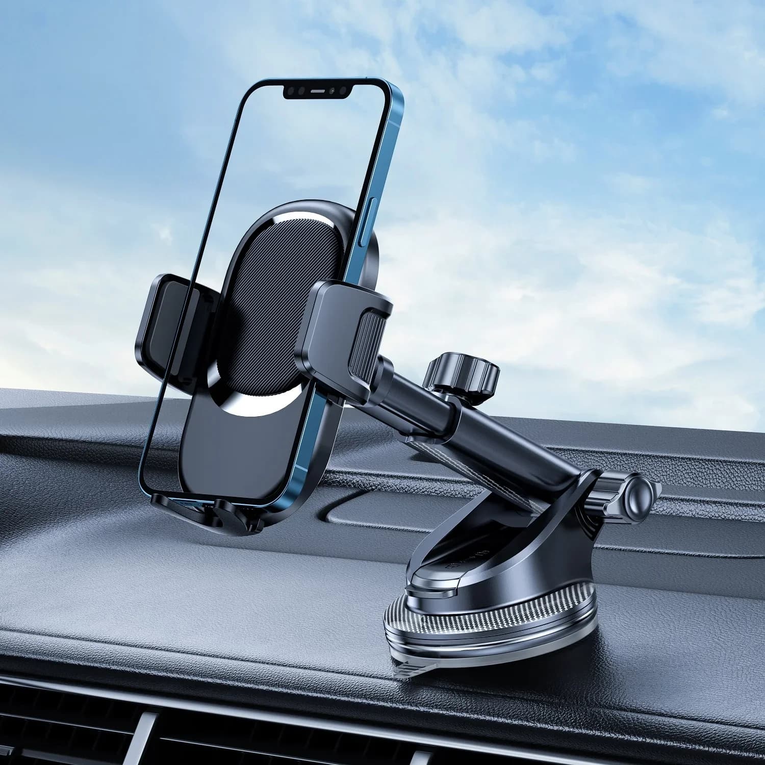 Universal Car Phone Holder Windshield/Dashboard/Air Vent Car Interior Mounts Holder Vacuum Suction Bracket Stand for Smartphone