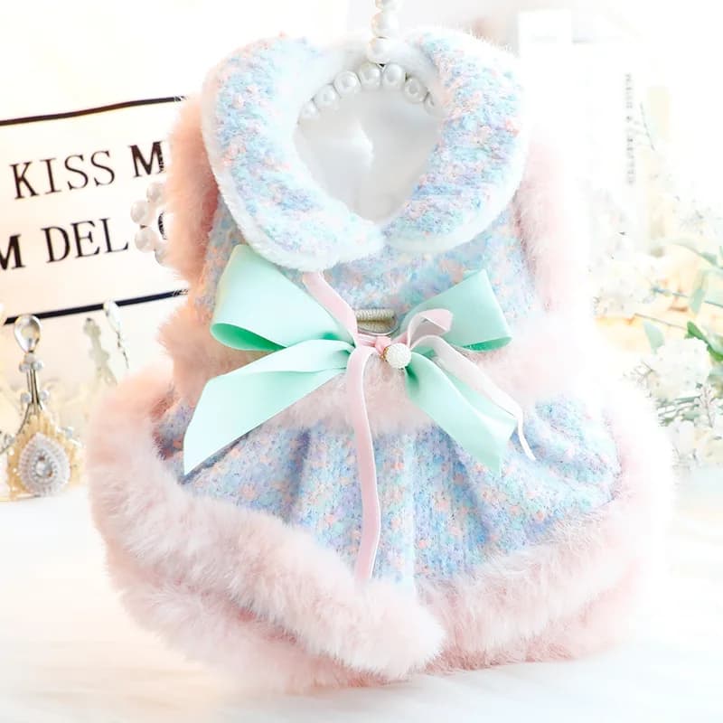 Vestito Principessa per Cani e Gatti Autunno Inverno, Gonna con Fiocco Dolce, Abito Tutu per Cani, Cuccioli, Teddy, Chihuahua