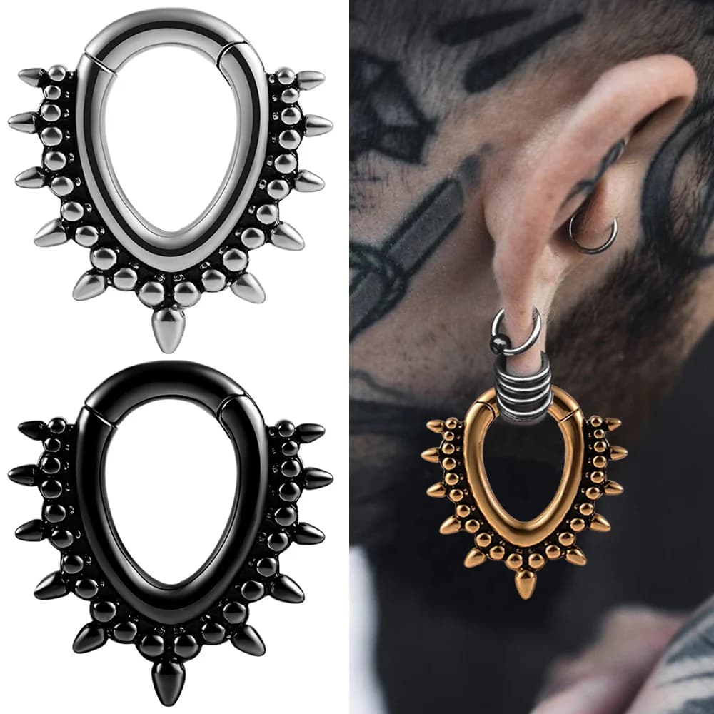 Vanku 2pc Water Drops Ear Hook Elongated Ear Lobe Weights Stainless Steel Ear Calibras Ear Caps Tunnel Body Jewels