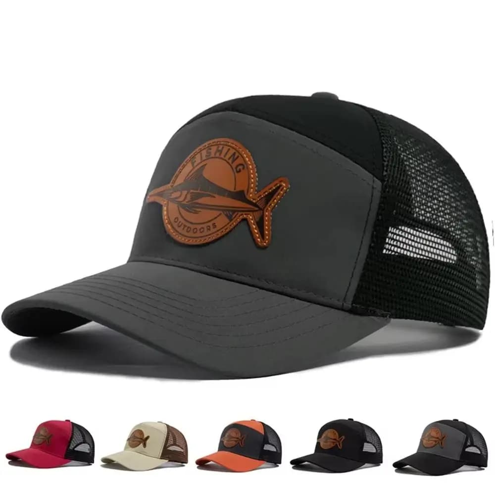 Berretto da pesca con motivo squalo alla moda Berretti in rete stile sette pannelli Berretto da baseball in cotone Cappello da camionista casual Sport all'aria aperta