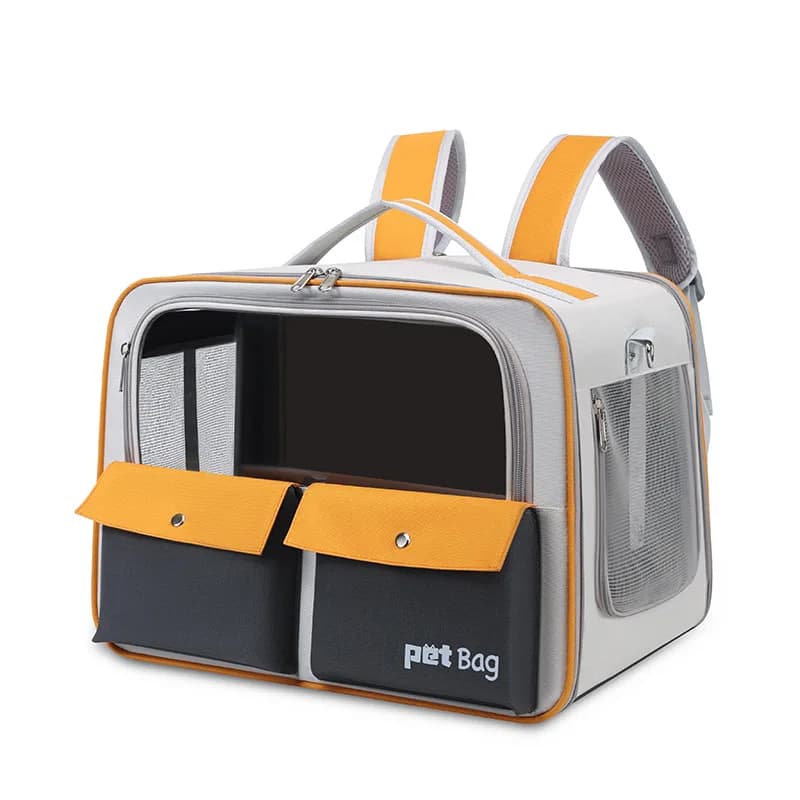 Portable Cat Backpack with Trolley Handle, Large Capacity Breathable Pet Carrier, Crossbody & Handheld Travel Bag
