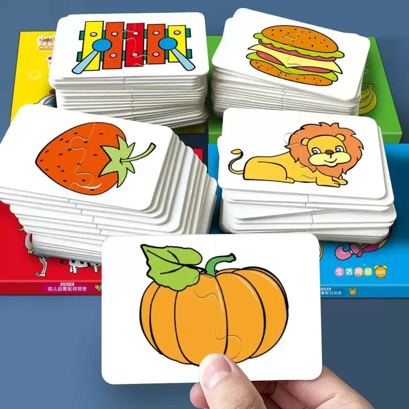 Set of 32 pieces of puzzle with matching cards, educational toys for early childhood, gifts for boys and girls