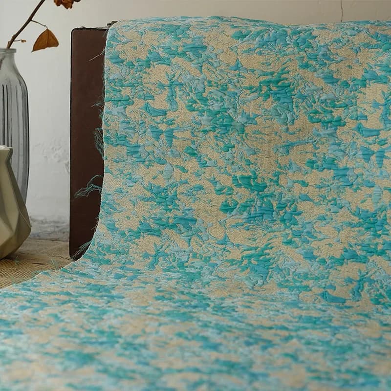 Tessuto jacquard con trama a bolle di seta dorata, morbido e leggermente elastico, borsa per bagagli, tessuto da cucito decorativo