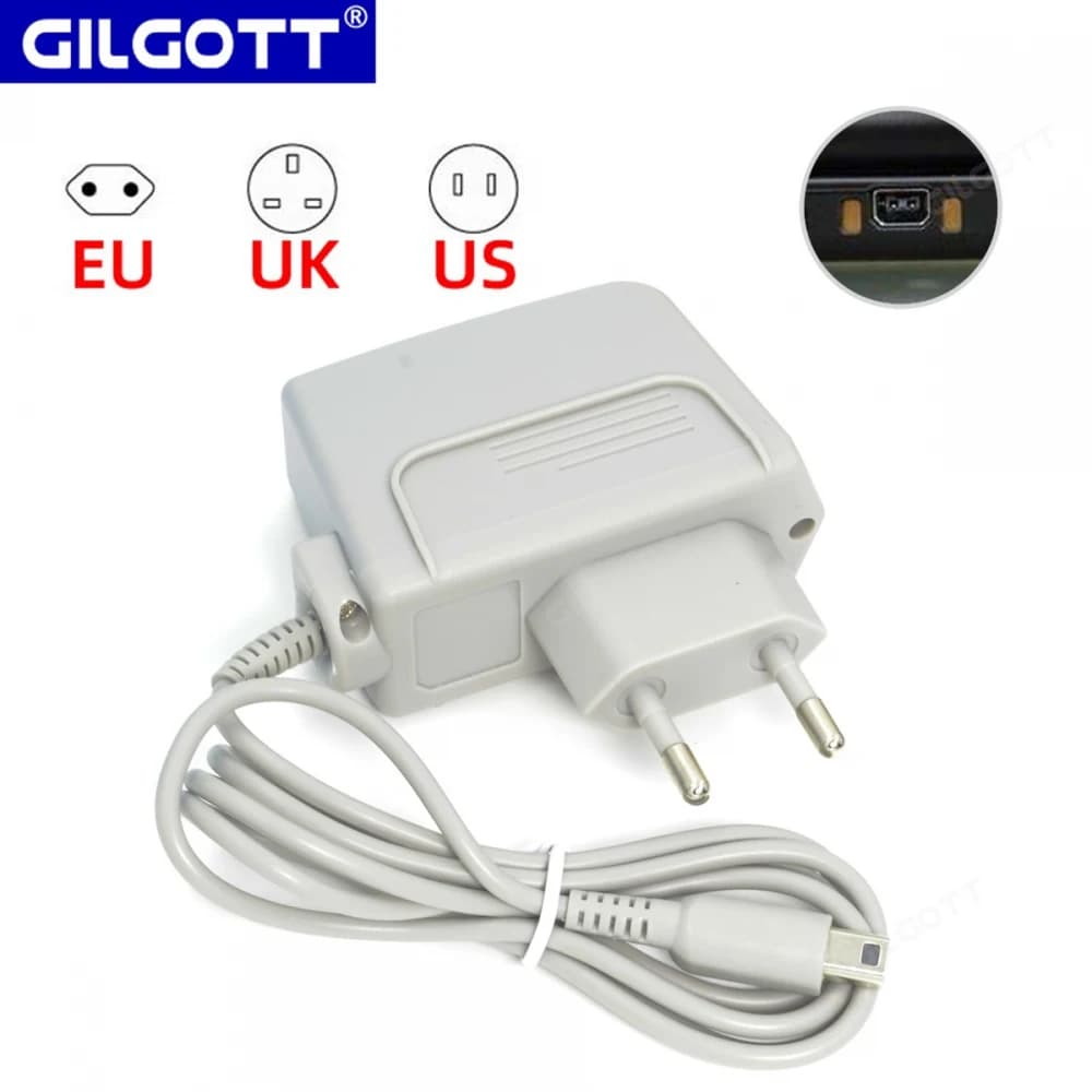 Caricatore da viaggio per casa da parete Adattatore di alimentazione CA 100-240 V per Nintendo New 3DS 2DS XL LL DSi - Spina UE/USA/Regno Unito