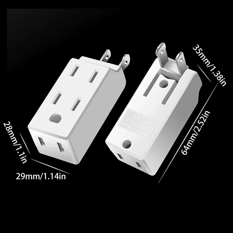 3 in 1 Wall Outlet Extension US Electrical Socket 125 Degree Plug Adapter for Mexico & Canada Travel Portable Power Converter