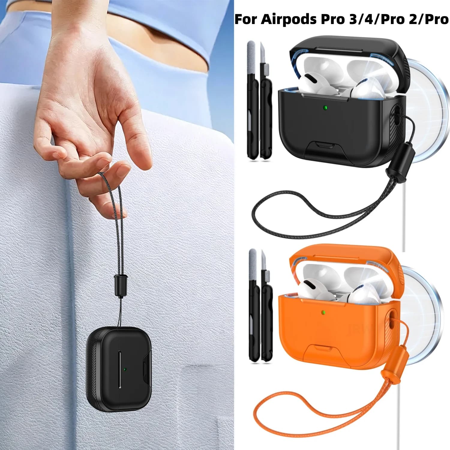 2026 for AirPods Pro 3/4/Pro 2/Pro Phone Stand Design Case Compatible with MagSafe Earphone Case with Lanyard For Airpods 4/Pro3
