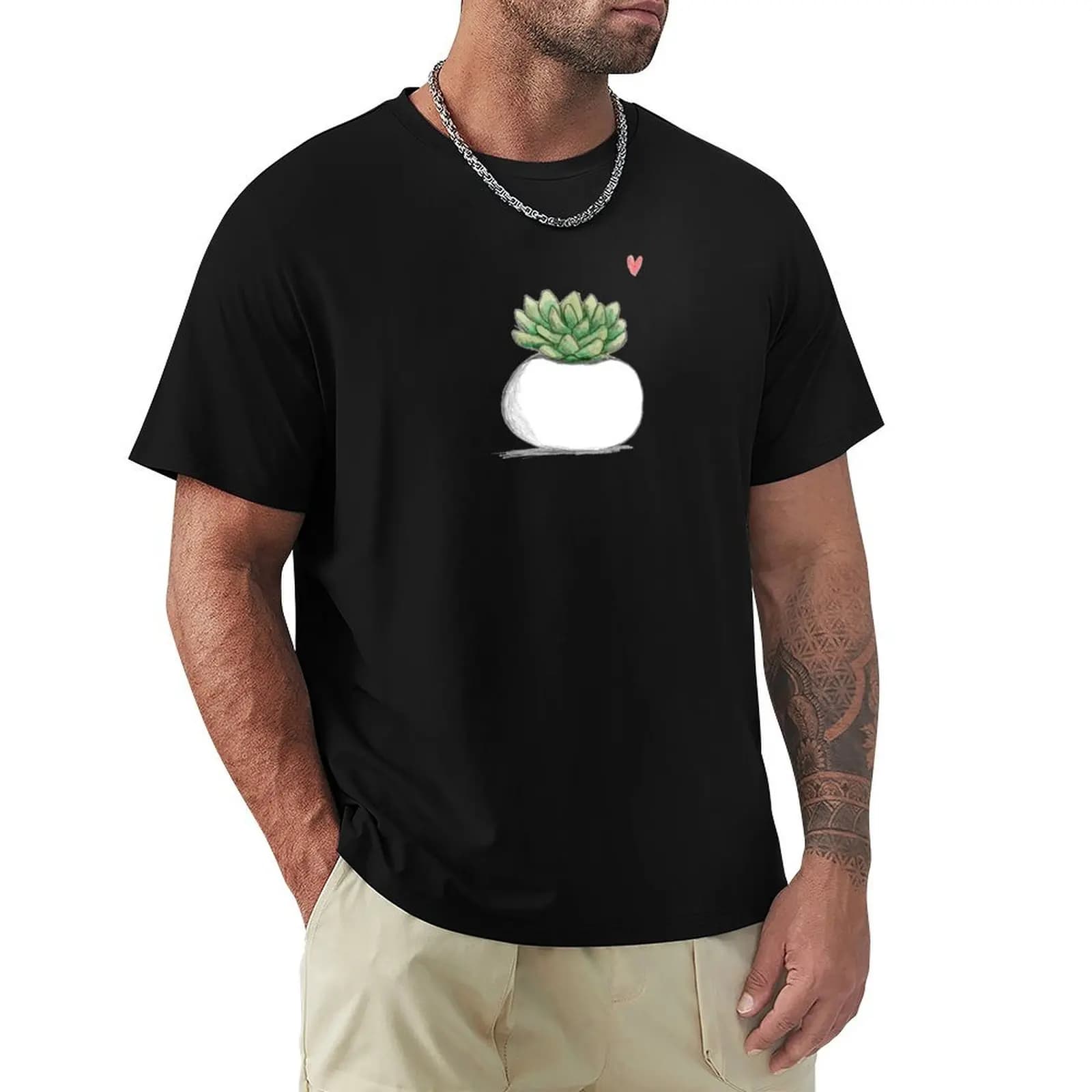 T-shirt leggera da escursionismo con stampa Succulent in Plump White Planter