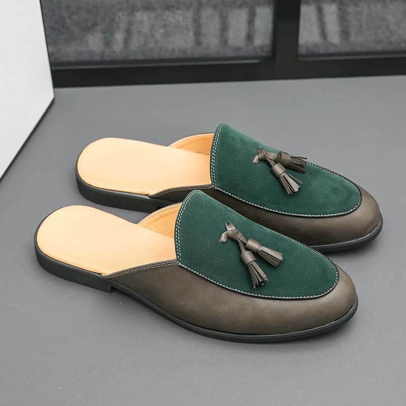 Summer Luxury Brand Slippers Men Casual Mules Slippers Slip-on Fashion Platform Half Shoes Loafers Lightweight Leather Sandals