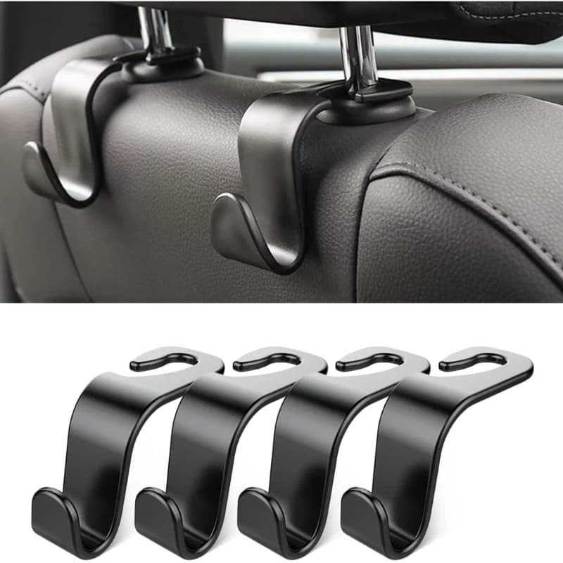 4Pcs Invisible Car Headrest Hooks Multi-purpose Back Seat Hanger Auto Interior Storage Hooks For Bags Clothes Groceries