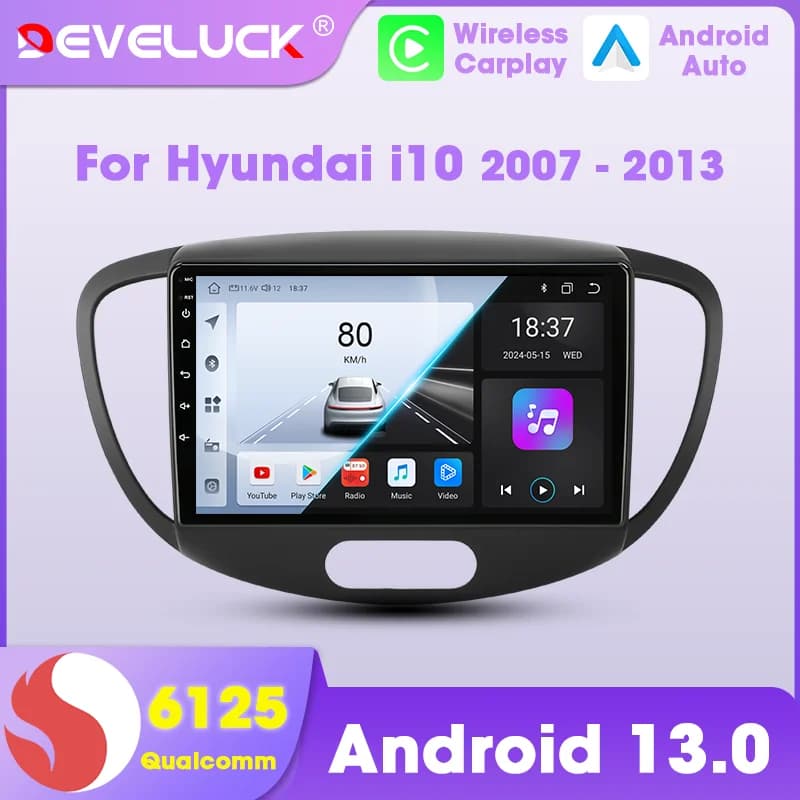 Autoradio Per Hyundai I10 2007 2008 2009 2010-2013 Android Auto Carplay Lettore Multimediale di Navigazione GPS Auto Sistemi Intelligenti