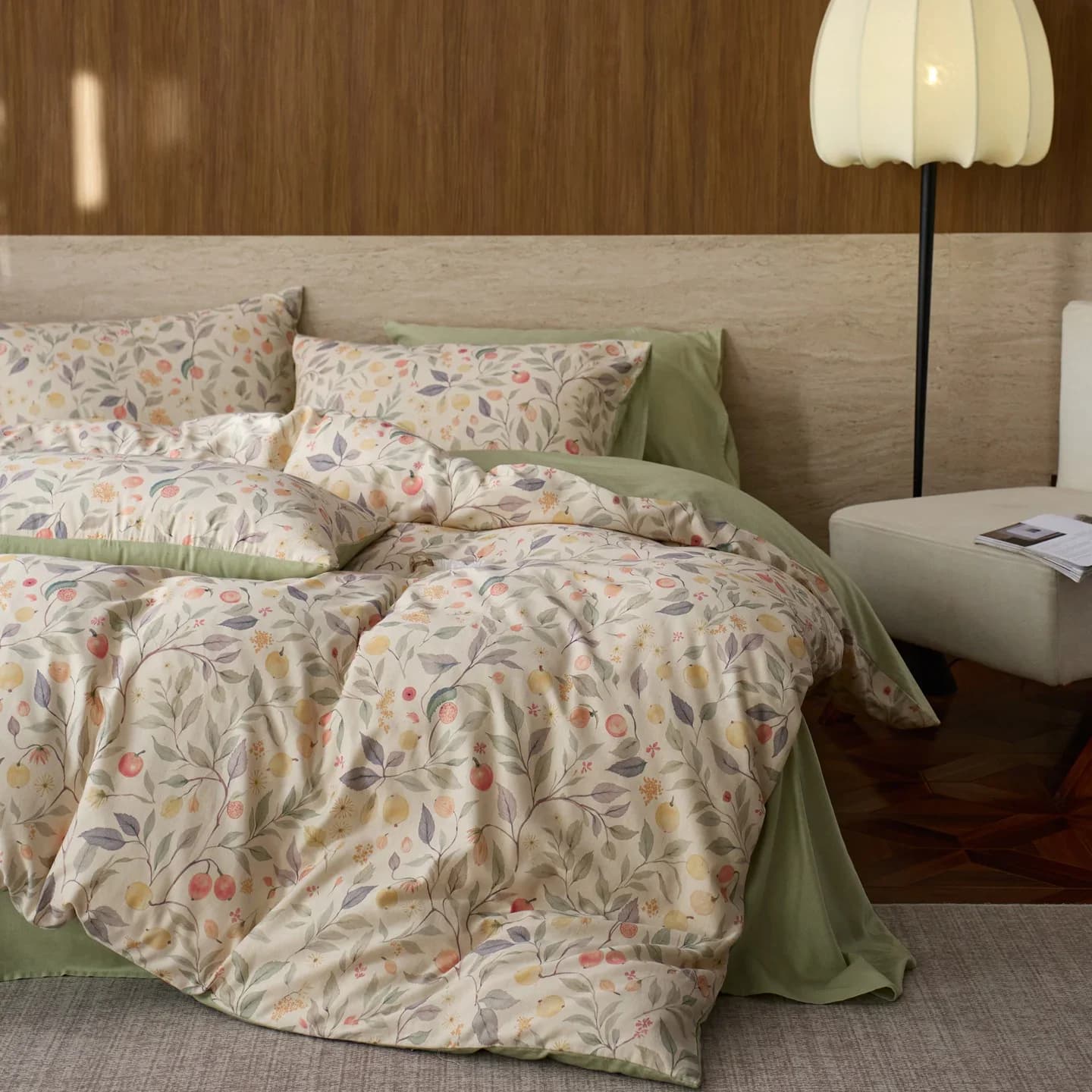 Svetanya 20% Linen and Cotton Bedding Sets Print Duvet Cover Sheet Pillowcase 4pcs Breathable Underwear Bed Linens
