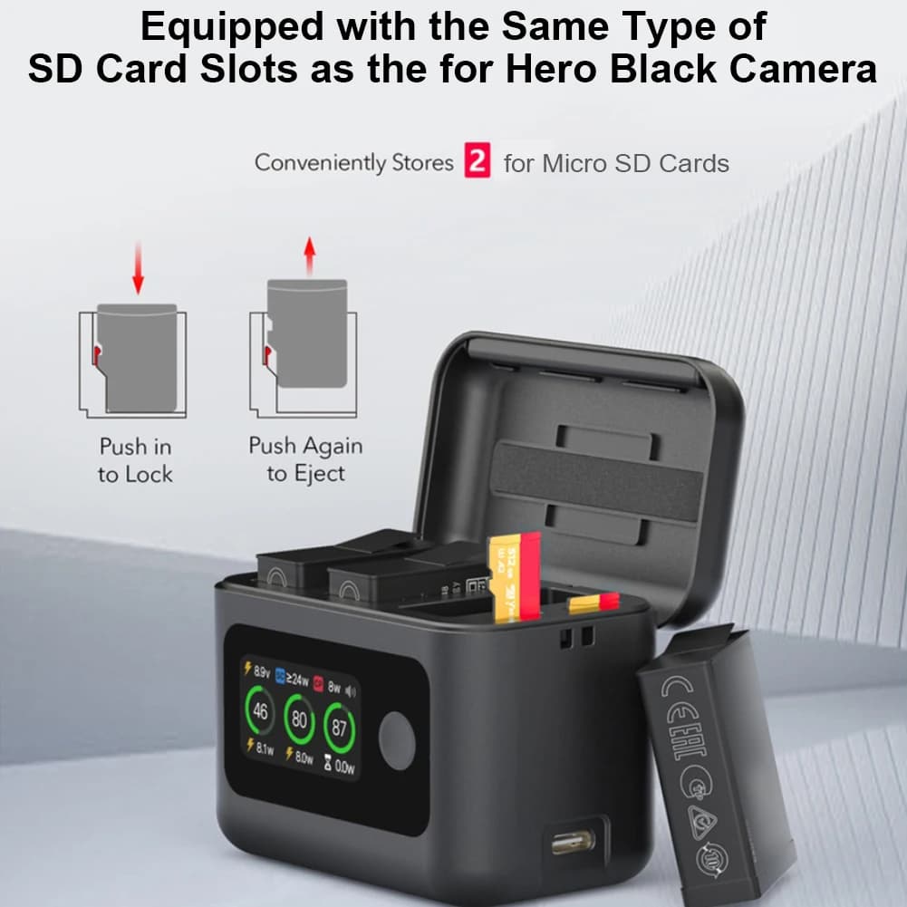 Hub Charger Case for 27 W Smart Fast Charger with LED Display for Hero 13 ABS 76*60*48mm Sports Action Camera Accessories