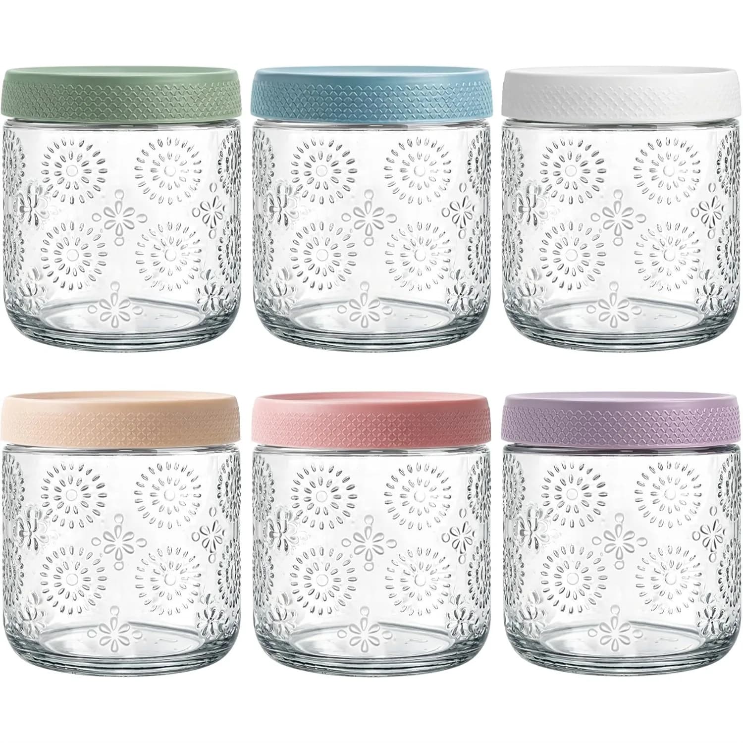 Set di 6 Contenitori da 16 oz per Overnight Oats con Coperchi, Barattoli in Vetro per Conservazione Alimenti, Contenitori Ermetici per Insalata e Preparazione Pasti