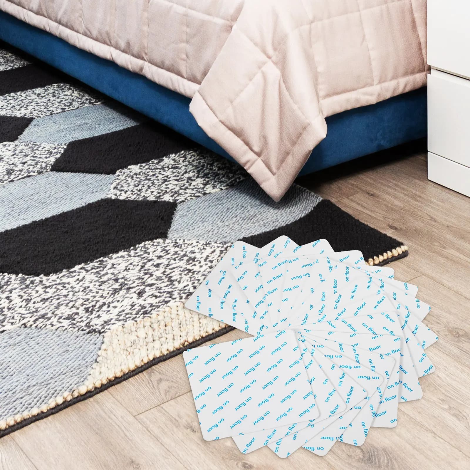 16Pcs Washable Carpet Grippers Rug Stickers Anti-Slip Tape for Area Rugs Non-Slip Rug Pads Carpet Corner Grips for Hardwood