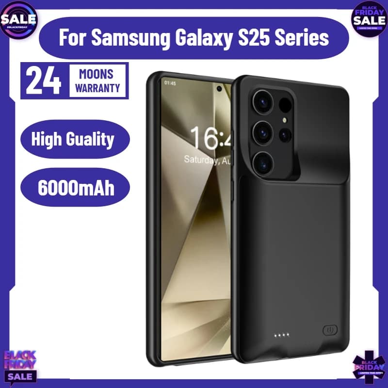 Custodia Caricabatterie da 6000mAh per Samsung Galaxy S25 PLUS Ultra Edge - Cover di Ricarica Power Bank Batteria Esterna