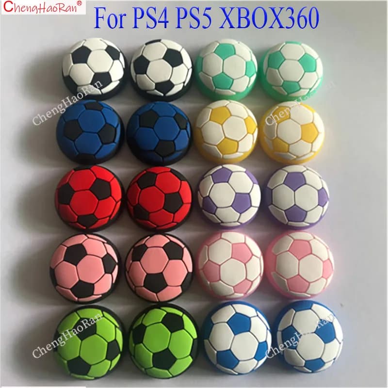 2 pezzi antiscivolo in silicone a forma di calcio per PS4 PS5 Xbox 360 controller di gioco impugnatura pollice tappo stick remoto parti di ricambio
