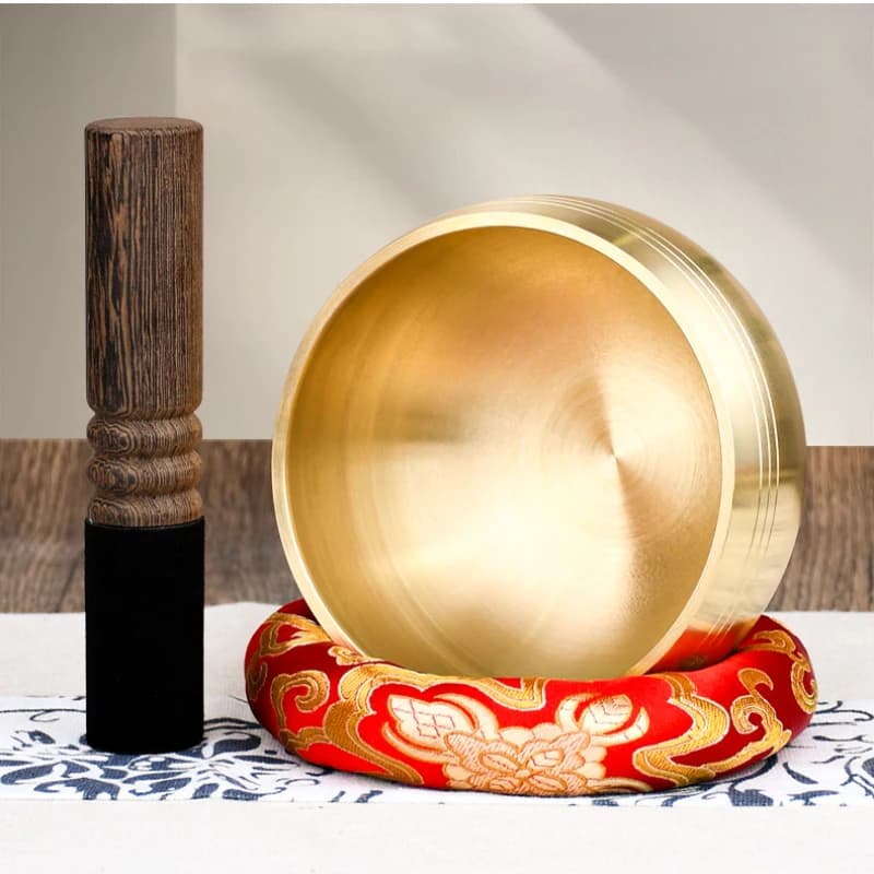 Tibetan Brass Singing Bowl 8-13cm Sanskrit Yoga Meditation for Sound Healing Stress Relief Buddha Mindfulness Instrument