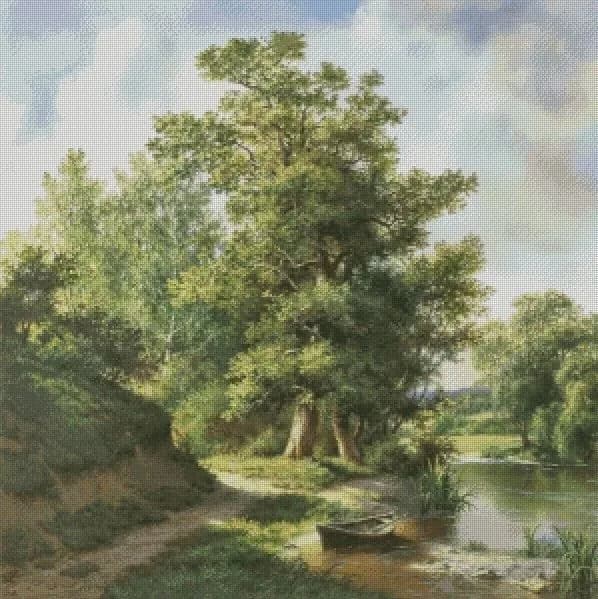 Kit da ricamo con paesaggio di alberi di quercia 18CT 16CT 14CT, kit punto croce non stampato, arte ricamata fai da te, lavori manuali, decorazioni per la casa