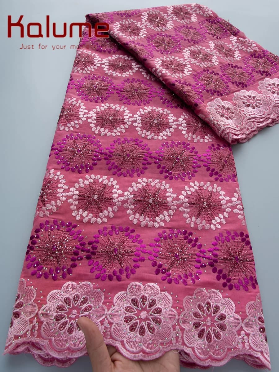 Kalume African Cotton Lace Fabric Swiss Lace Fabric High Quality 2026 High Quality 5 Yards Austria Embroidery for Dress Sewing