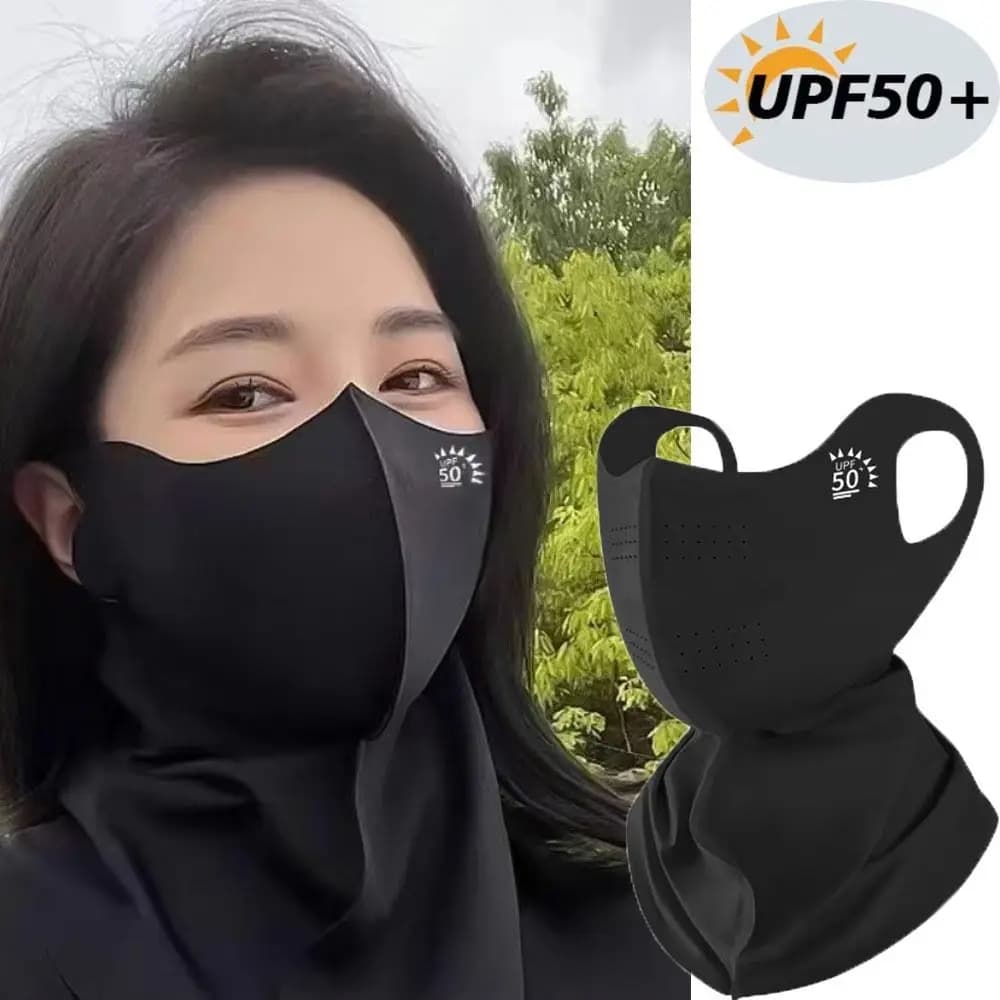 Solar Protective Silk Screen UPF50+ Breathable Anti-UV, 3D Column Scarf, Cycling Sunscreen