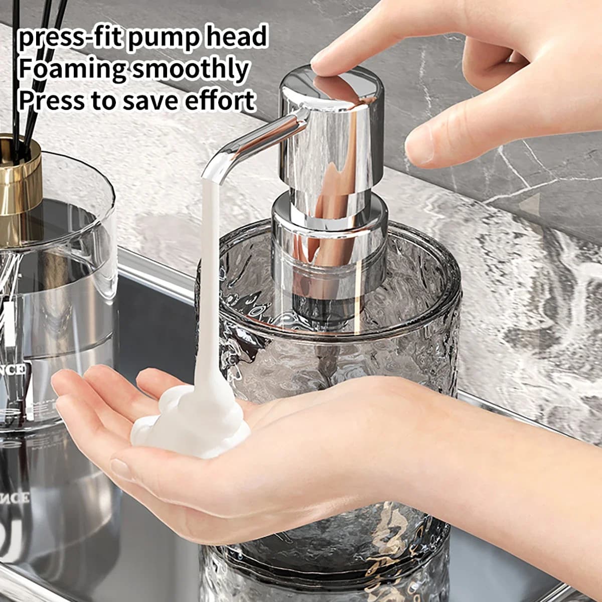 La bottiglia di sapone in ABS avanzata può essere ricaricata, dispenser di sapone per stoviglie con pressa a mano, contenitore per sapone da appoggio per cucina e bagno